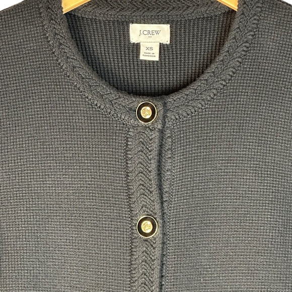 J. Crew Black Knit Lady Jacket Cardigan Gold Button Pockets Crew Neck Size XS - Picture 9 of 15